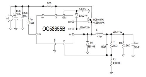 歐創芯開關降壓型dc dc控制器oc58655b產品介紹